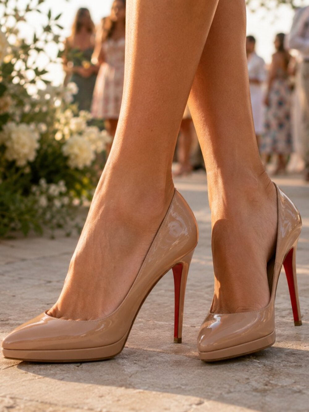 Christian Louboutin Pigalle Plato Patent Leather Nude 120mm Beige Pumps 36.5